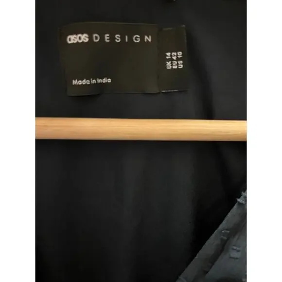 ASOS Embroidered Shirred Waist Tea Dress Charcoal Purple Midi Sz 10 Whimsigoth - Picture 8 of 10